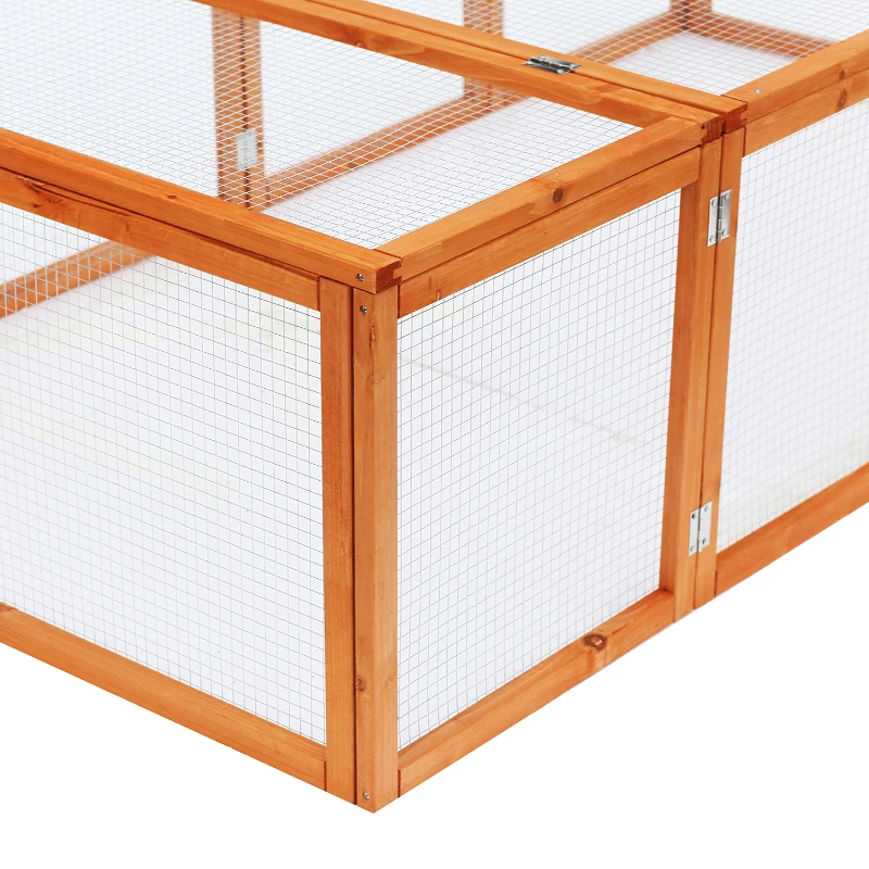PawHut Clapier cage à lapins extérieur intérieur 2 portes supérieures 181L x 100l x 48H cm bois massif pin