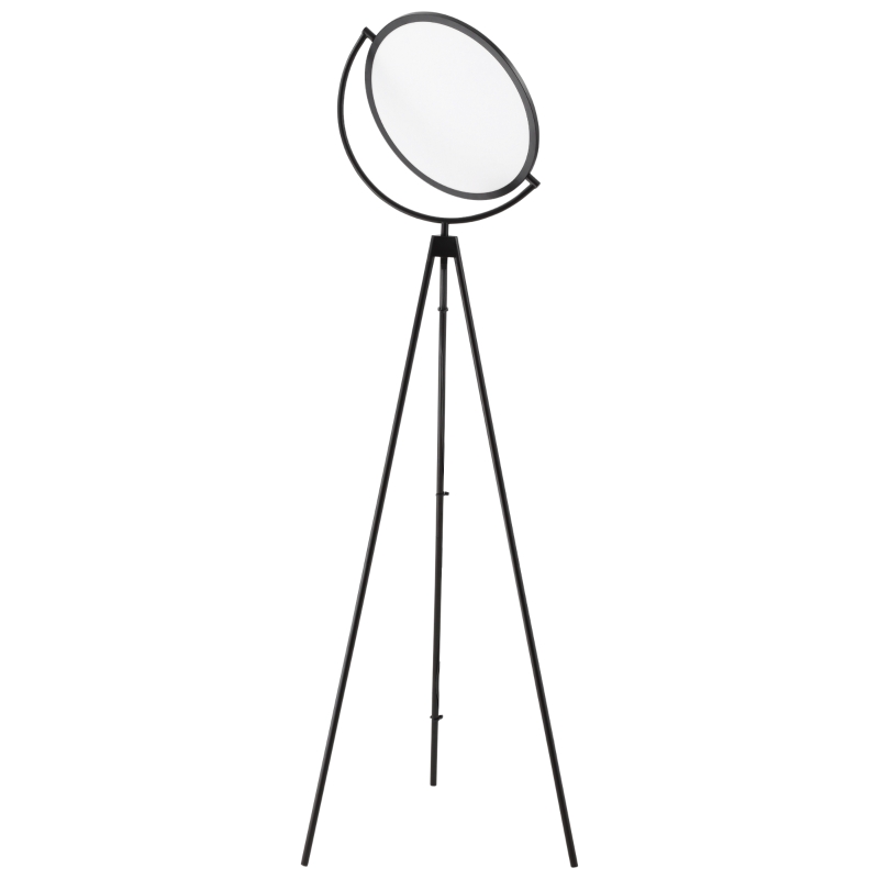 HOMCOM Lámpara de Pie Moderna Lámpara de Suelo con Luz LED de 20W Trípode de Metal Pantalla Giratoria e Interruptor de Pedal para Sala de Estar Estudio Dormitorio 60x60x163 cm Negro