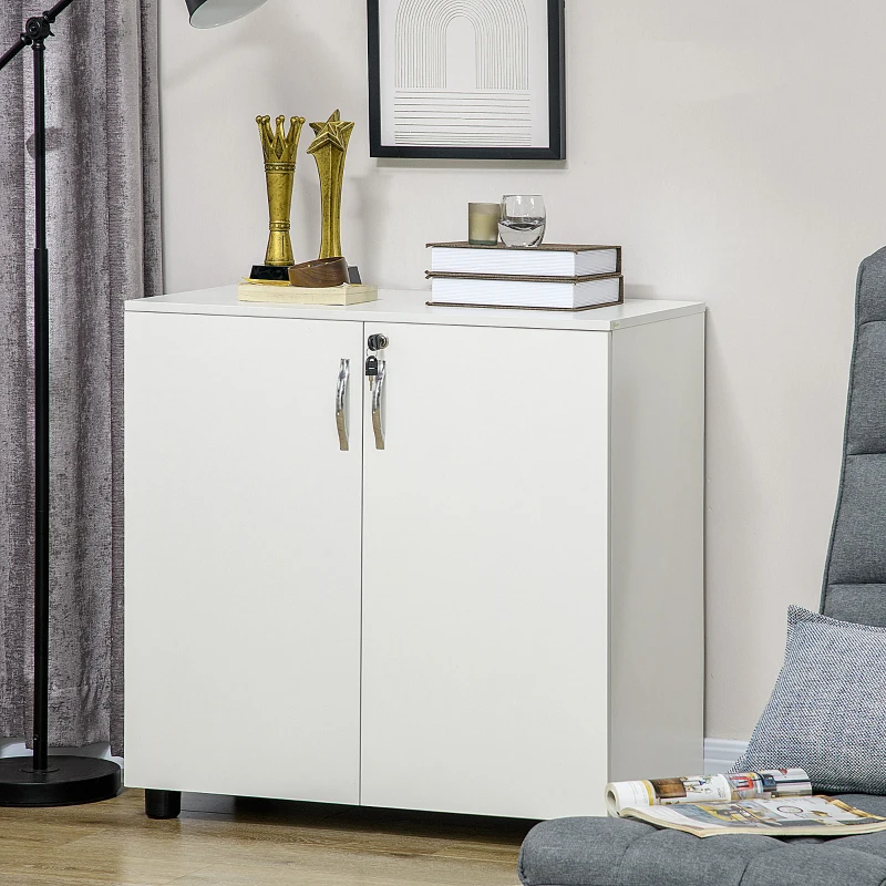Vinsetto Two-Tier Locking Office Storage Cabinet - White