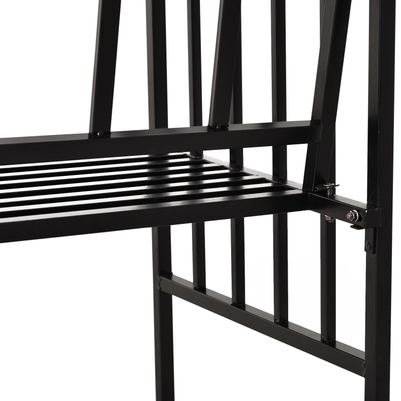 Outsunny Pflanzbogen mit Sitzbank Bank Torbogen Rankgitter Rankhilfe Garten Bogendach Metall Schwarz 154 x 60 x 205 cm