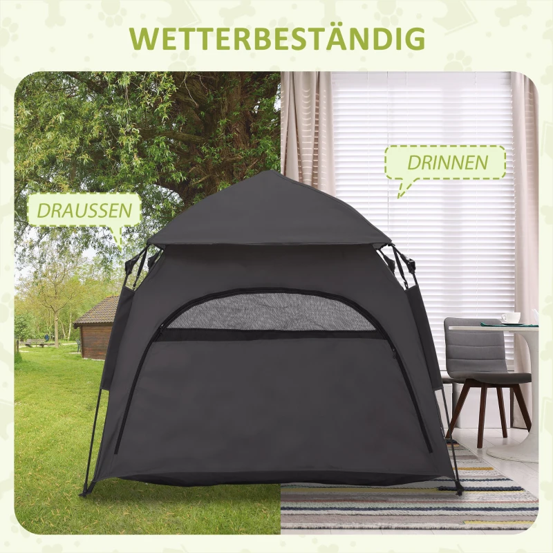 PawHut Haustierzelt, Hundezelt, klappbar, wetterbeständig, Hundehütte, für große Hunde, Schwarz