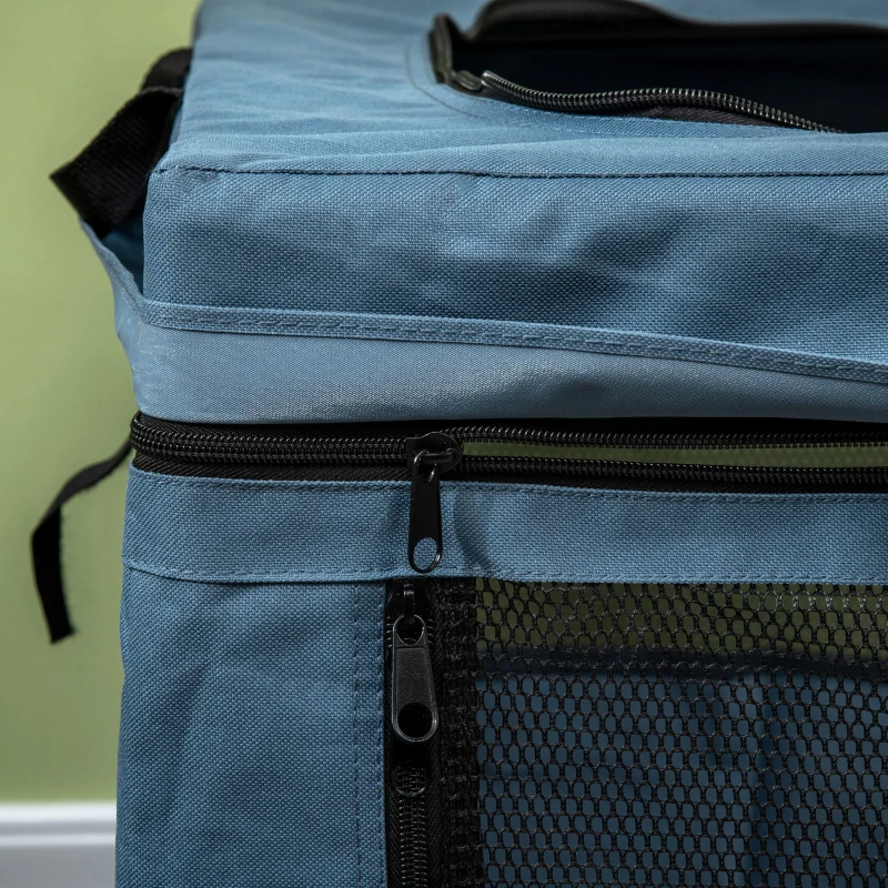 PawHut Transportín para Perros y Gatos Bolsa para Mascotas Transportador de Perros 48,5x34x34 cm Azul