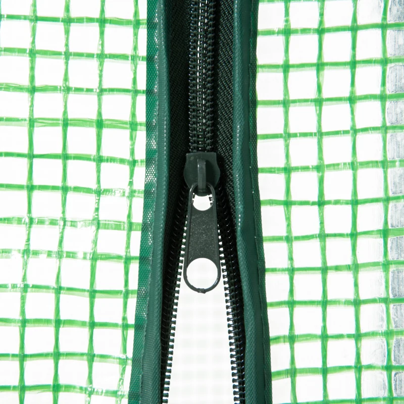 Outsunny Invernadero de Jardín con 4 Estantes Metálicos Puerta Enrollable y Cubierta de PE Vivero Casero de Terraza para Cultivo Plantas Flores Macetas 80x49x160 cm Verde