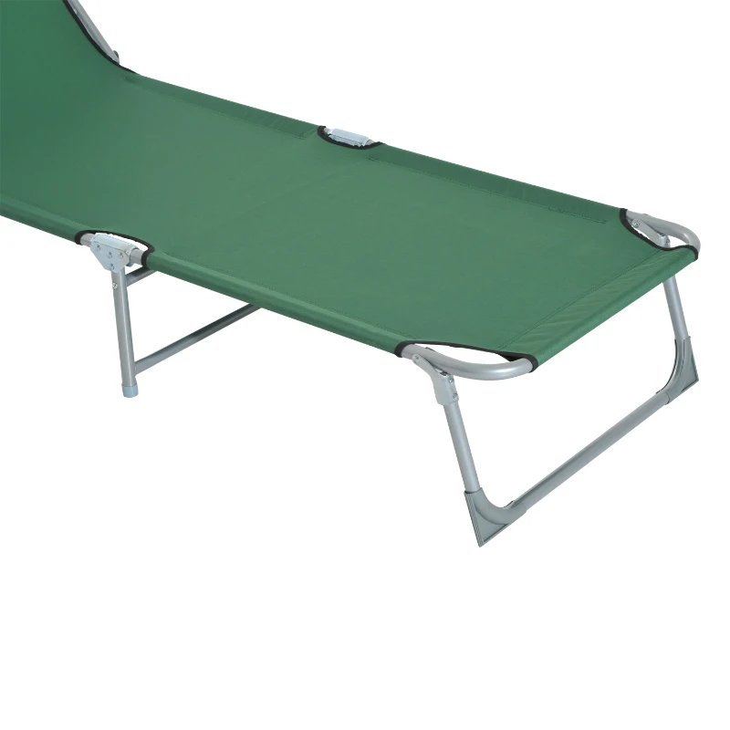 Outsunny Bain de soleil transat pliable dossier réglable multipositions métal et polyester vert