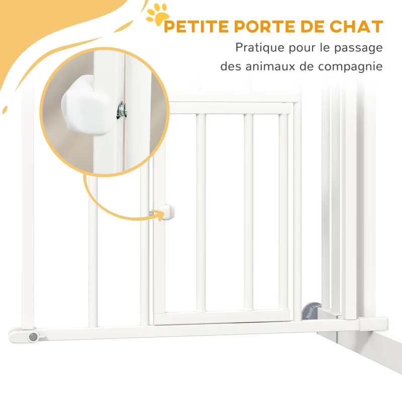 PawHut Barrière de sécurité animaux chien porte fermeture automatique sans perçage de 74 à 80 cm acier noir