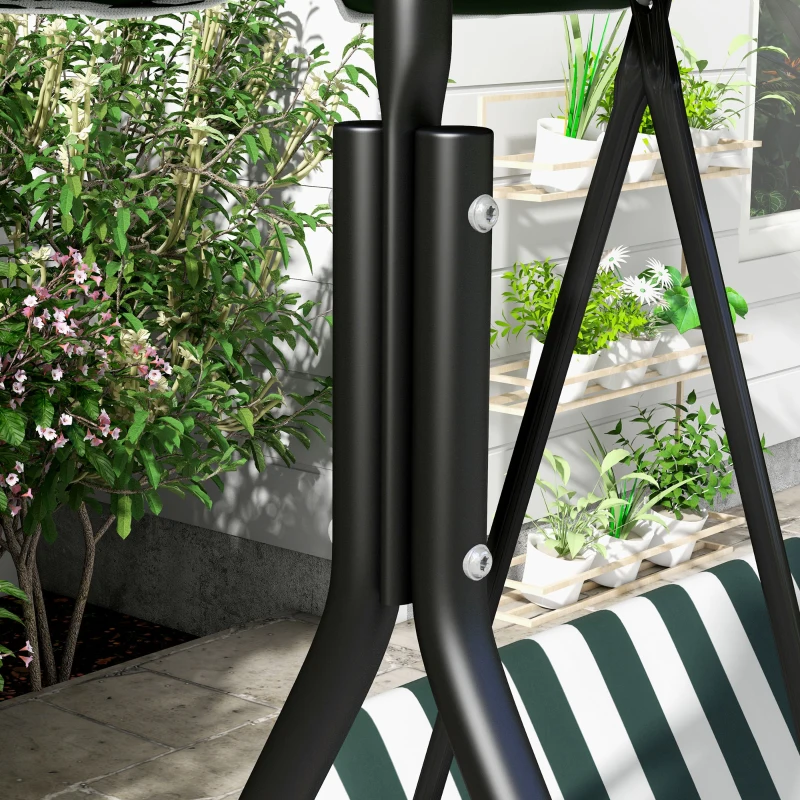 Outsunny Dondolo da Giardino a 3 Posti con Tettuccio Inclinabile e Cuscini, 172x110x153 cm, Verde