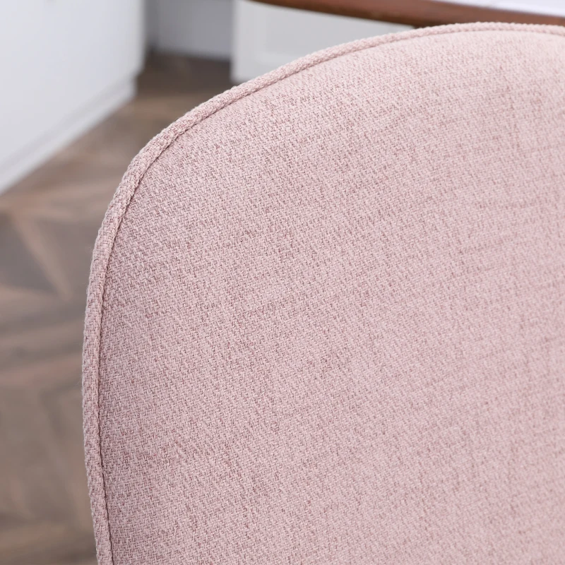 HOMCOM Set di 2 Sedie da Pranzo in Tessuto Imbottite e Impilabili con Gambe in Acciaio, Rosa