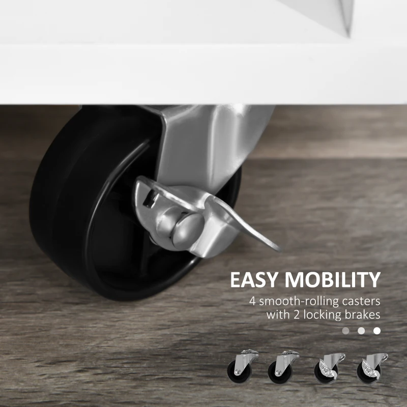 HOMCOM Mobile File Cabinet for Home Office, Lateral Filing Cabinet, Printer Stand with Open Shelves, Lockable Drawer,100cm x 35cm x 65cm, Black