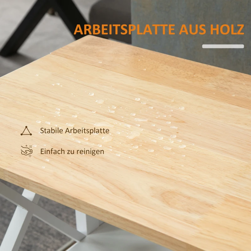 HOMCOM Küchenwagen Rollwagen klappbar 60 x 40 x 84cm Kautschukholz Weiß