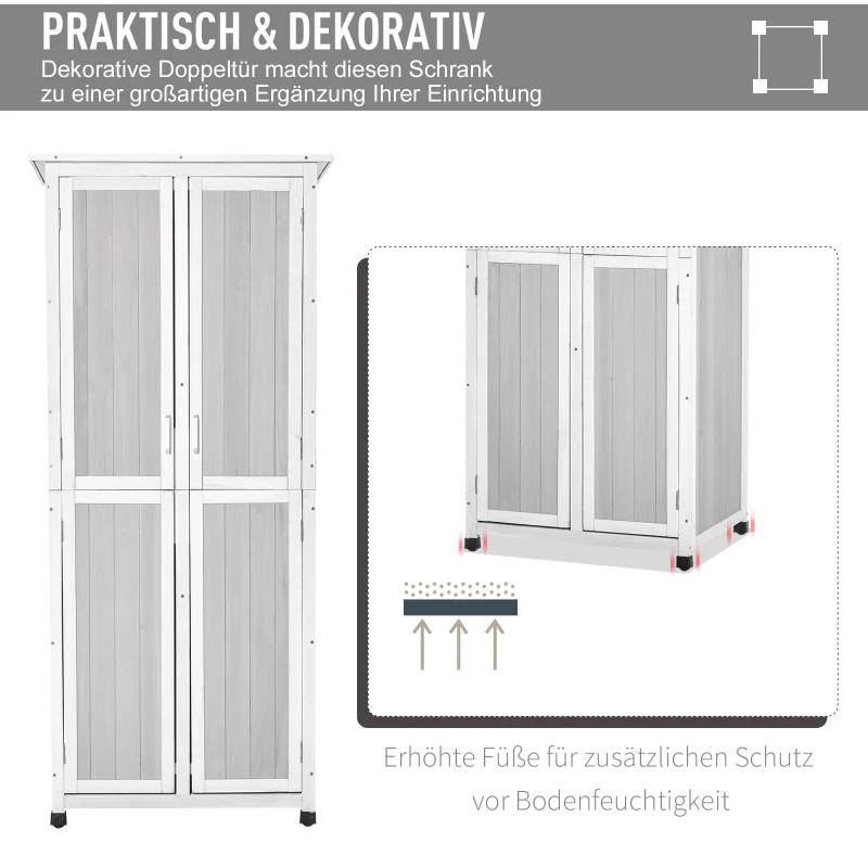 Outsunny Gartenschuppen Geräteschuppen 77 x 58 x 175cm Naturholz Grau