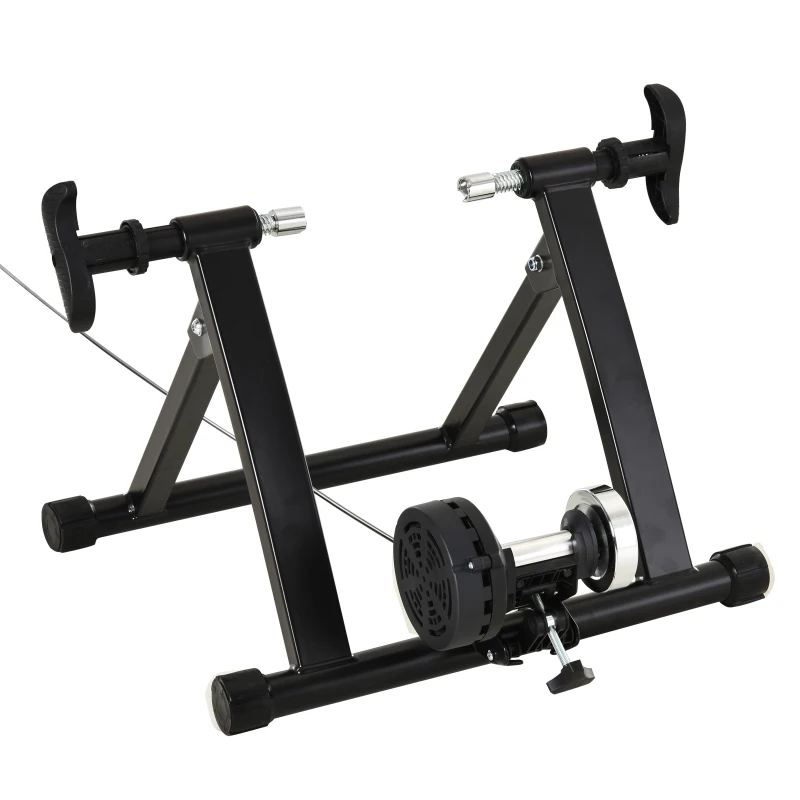 HOMCOM Rollentrainer, Radtrainer, 8 Widerstandsstufen, klappbar, für 26-29'', Stahl, schwarz, 68 x 62,5 x 49 cm