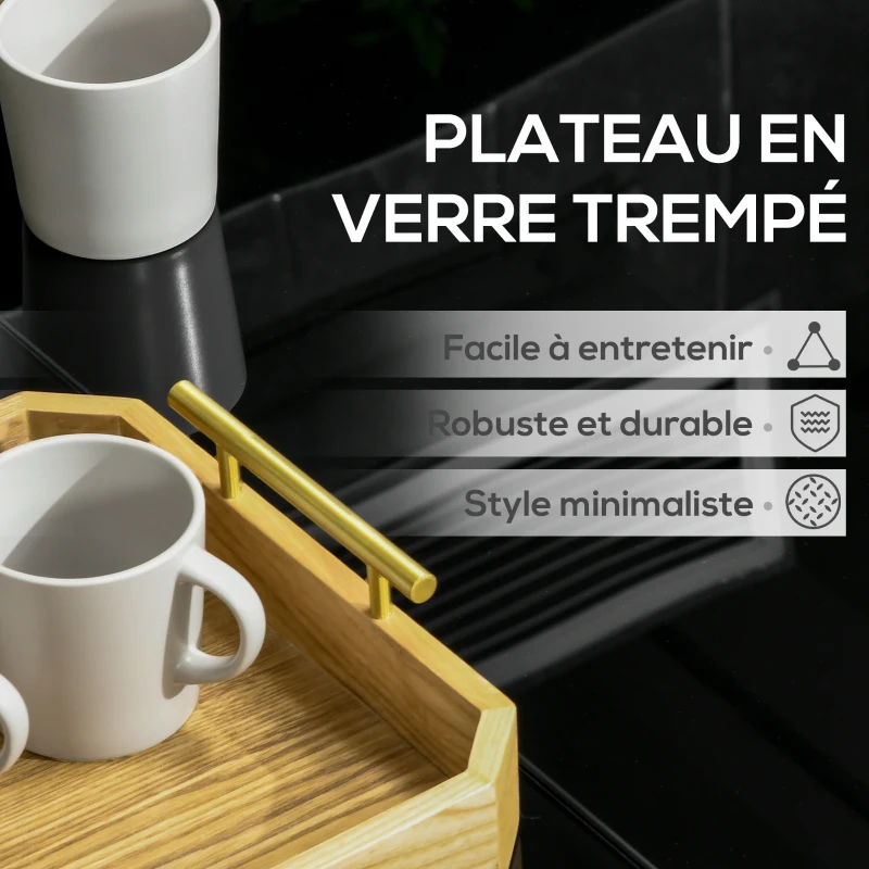 Outsunny Table de jardin rectangulaire pour 8 personnes avec plateau en verre trempé et cadre en aluminium noir