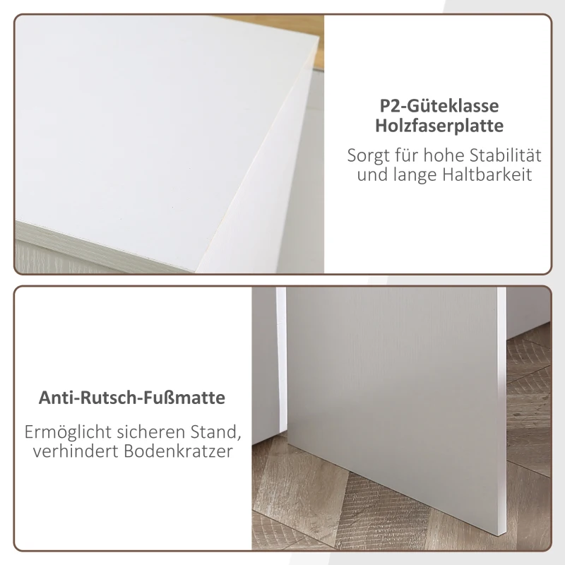 HOMCOM Eckschreibtisch Arbeitstisch Winkelschreibtisch PC-Tisch Computertisch Bürotisch 180-Grad-Design mit Regal und Schublade L-Form drehbar platzsparend Spanplatte Weiß 117x 82x74 cm