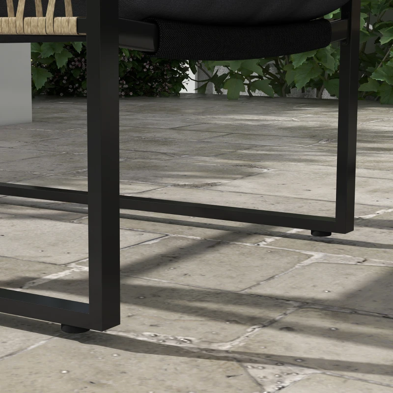 Outsunny Juego de 4 Piezas Muebles de Terraza con 1 Sofá de 2 Plazas 2 Sillones y 1 Mesa de Centro con Encimera de Cristal Gris