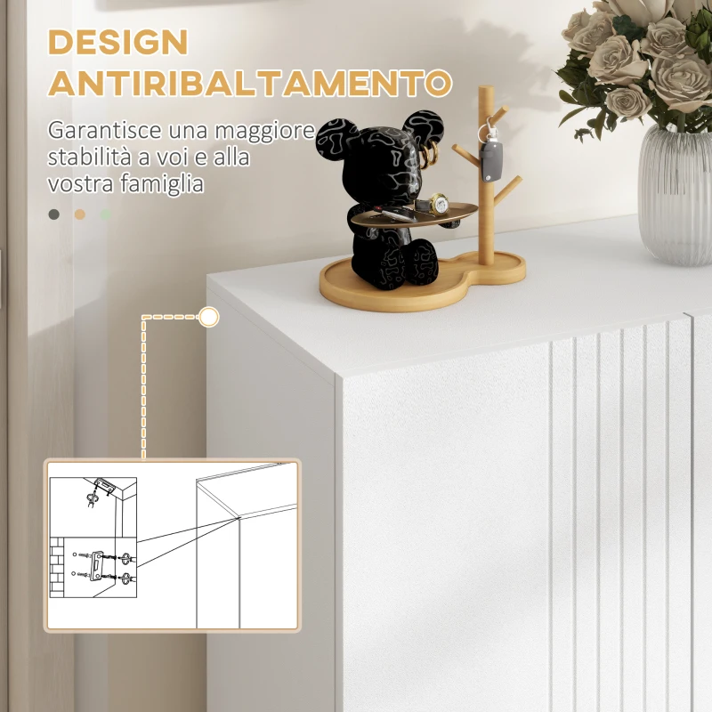 HOMCOM Mobile Scarpiera per 15-20 Paia di Scarpe, Ripiani Regolabili e Chiusura Ammortizzata, Bianco