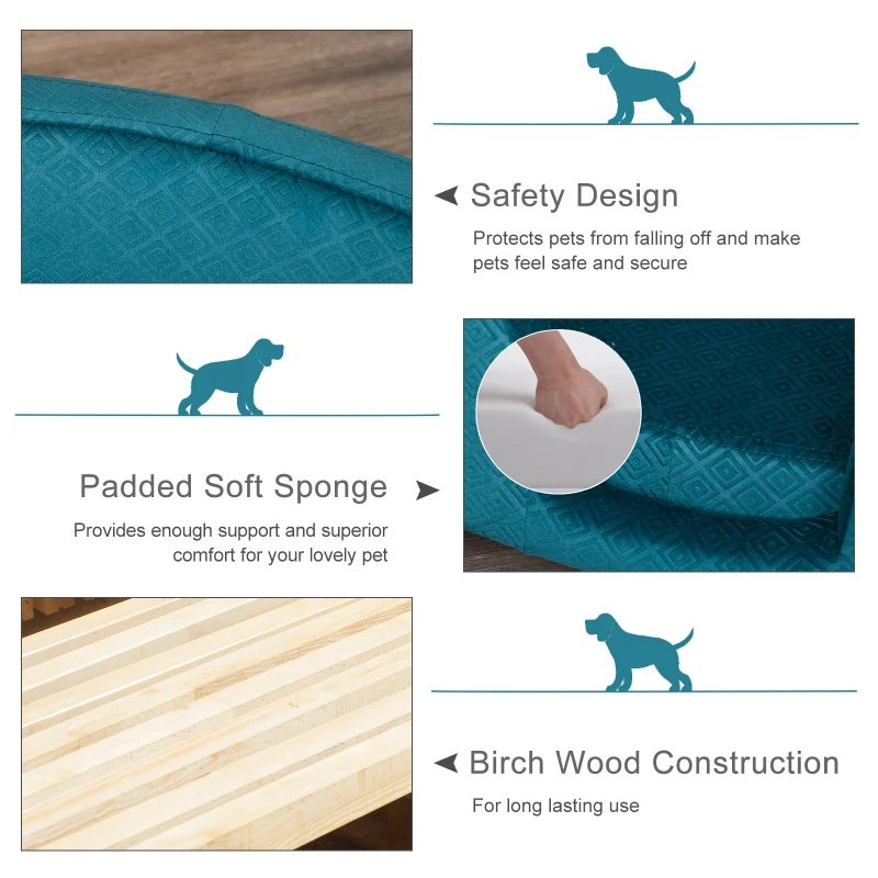 PawHut Pet Sofa Dog Cat Bed Couch Metal Stand Removable Seat Cushion 64 x 40 x 24 cm