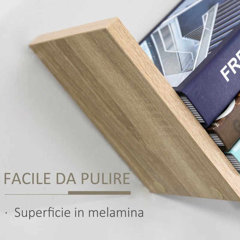 HOMCOM Libreria a Parete Sospesa di Design in Legno a Forma di V, per Casa e Ufficio, Color Legno, 80.6 x 16 x 15.2cm