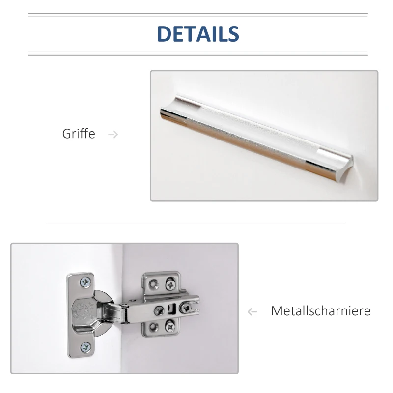 HOMCOM Mobile Kommode Sideboard Küchenschrank Anrichte 2-türig mit vier Rollen Weiß 60 x 35 x 65 cm