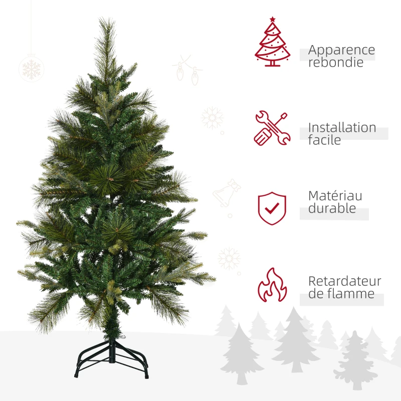 HOMCOM Sapin arbre de Noël artificiel 120 cm 260 branches + support pied vert