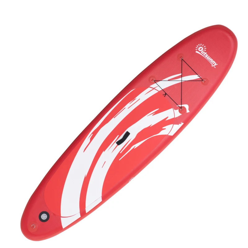 Outsunny Tavola SUP Gonfiabile con Pagaia, Accessori e Zaino di Trasporto, 300x76x15cm, Rosso e Bianco