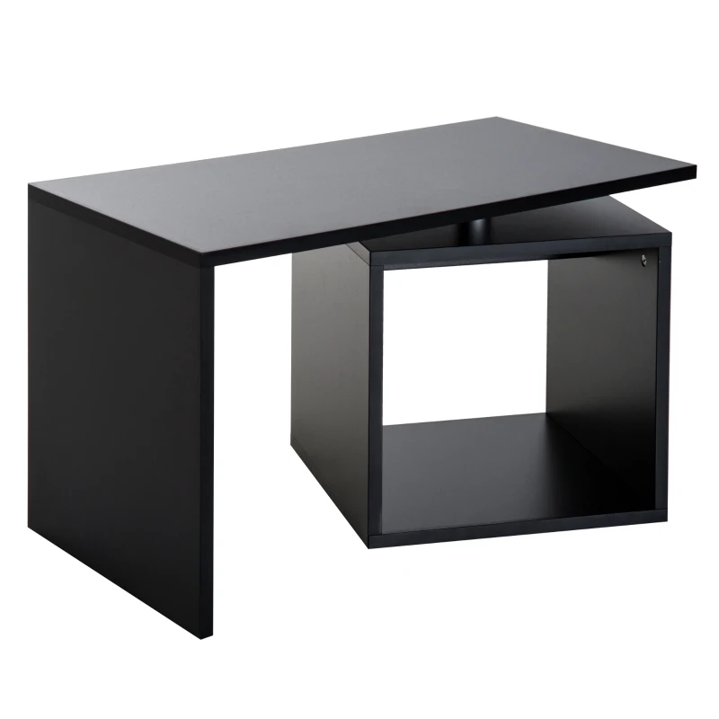 HOMCOM Table basse contemporaine design géométrique carré rectangulaire 77L x 40l x 44H cm noir mat
