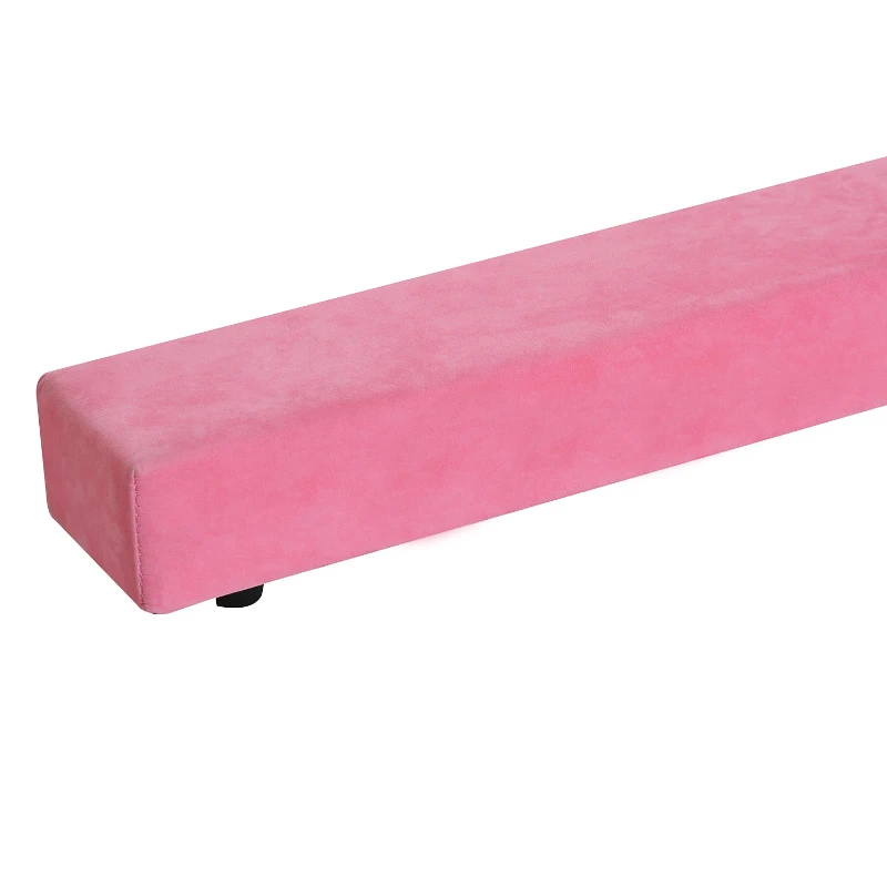 HOMCOM Poutre de gymnastique pliable poutre d'équilibre antidérapante 2,1 m revêtement daim rose