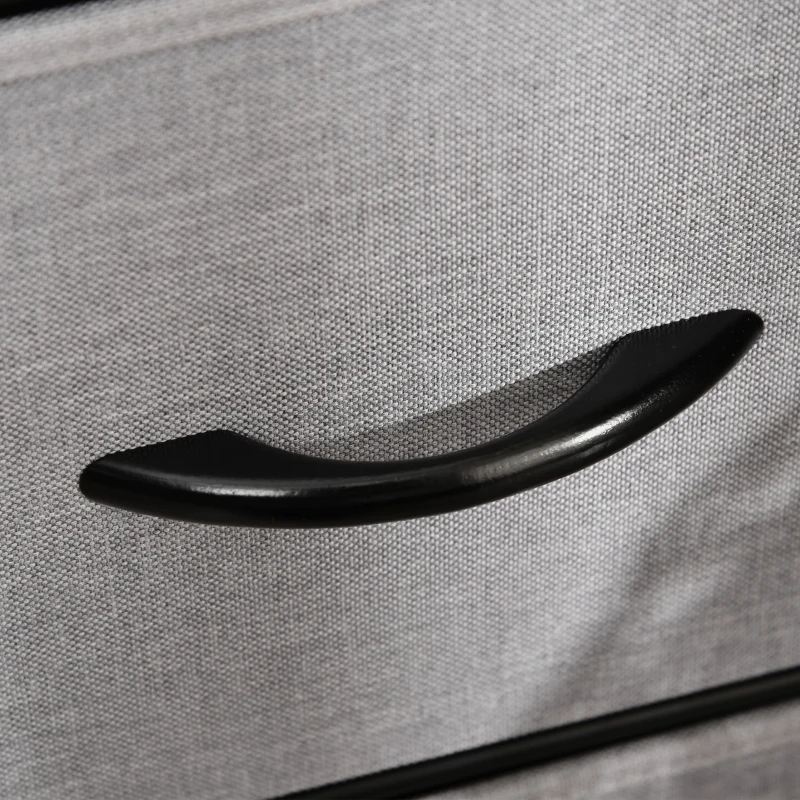 HOMCOM Cajonera de Tela Estrecha, Cómoda de Tela con 3 Cajones Plegables, 2 Estantes Abiertos y Amplia Encimera, Cómoda para Dormitorio, Salón y Pasillo, Nogal y Gris Claro