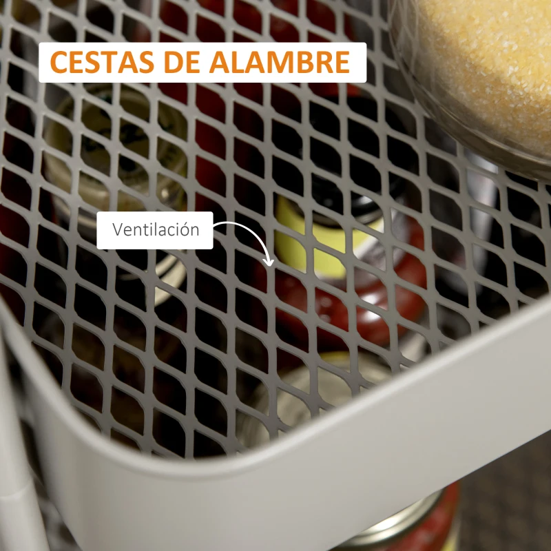 HOMCOM Carrito Auxiliar con Ruedas Carro de Almacenaje de 3 Niveles para Baño Salón Cocina Oficina 45x31x79,4 cm Gris