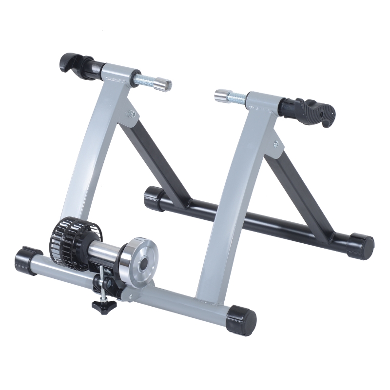 HOMCOM Rollentrainer Fahrradtrainer Indoor Fahrrad Heimtrainer klappbar  Magnetbremse 26"-28" Stahl Silber 54,5 x 47,2 x 39,1 cm | Aosom.de