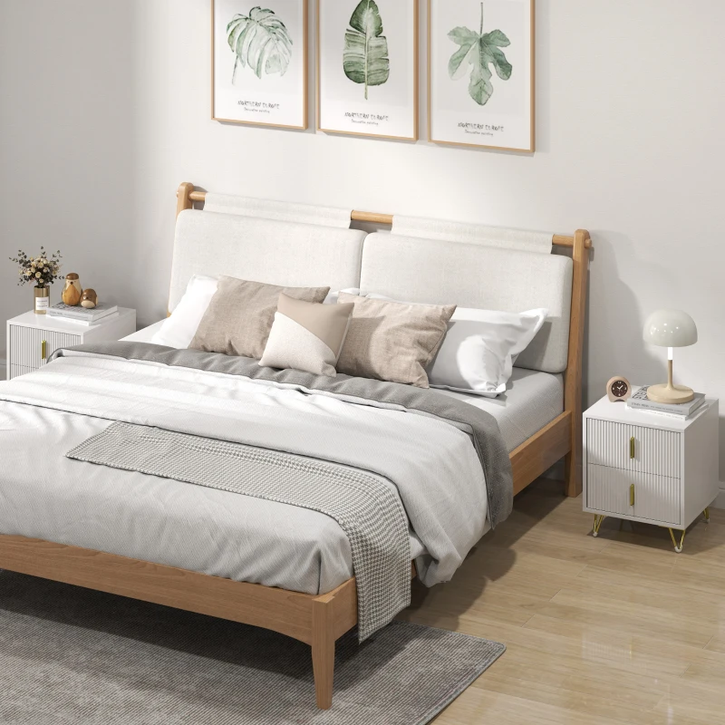 Set of 2 Elegant Chest of Two Drawers - White/Gold-Tone