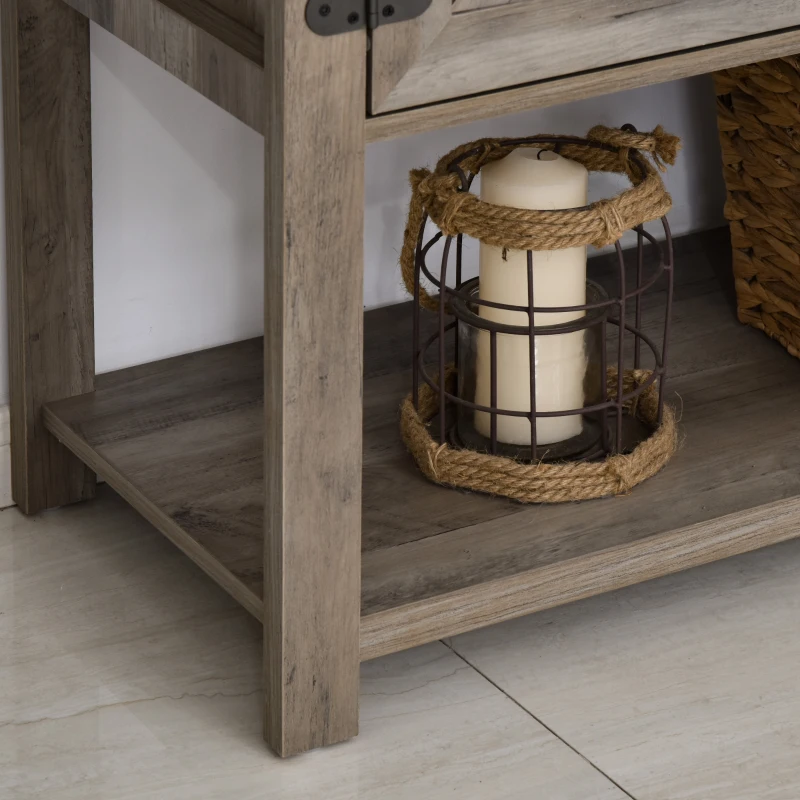 HOMCOM Console Table d'appoint Design Rural Chic dim. 90L x 39l x 80H cm 2 Portes étagère Panneaux Particules MDF Bois Gris