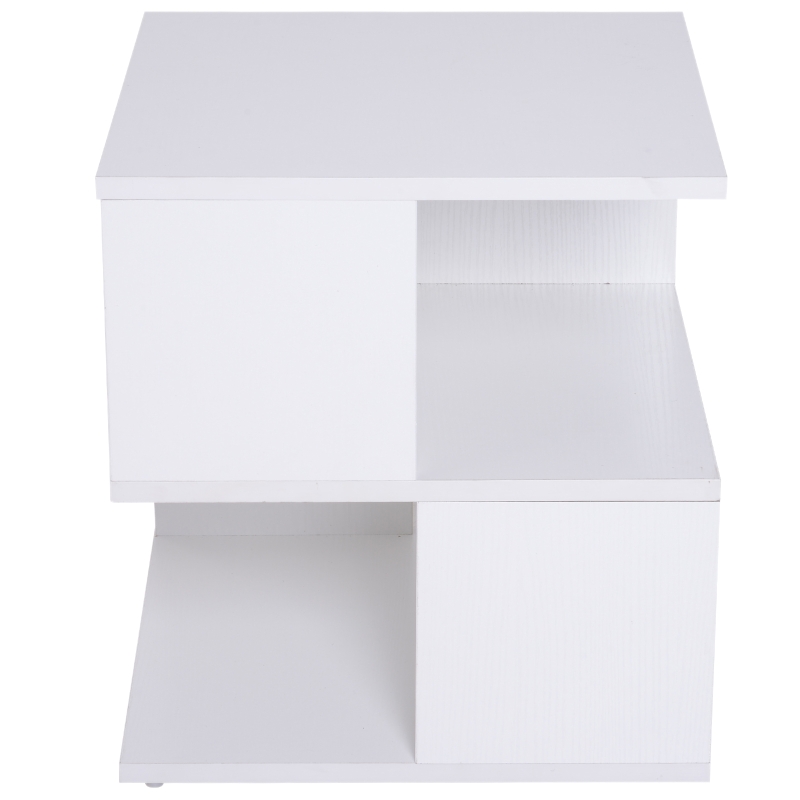 HOMCOM Mesa de Centro Mesita de Noche Mesita Auxiliar de 2 Niveles con Estante de Almacenamiento para Salón 40x40x43cm Blanco