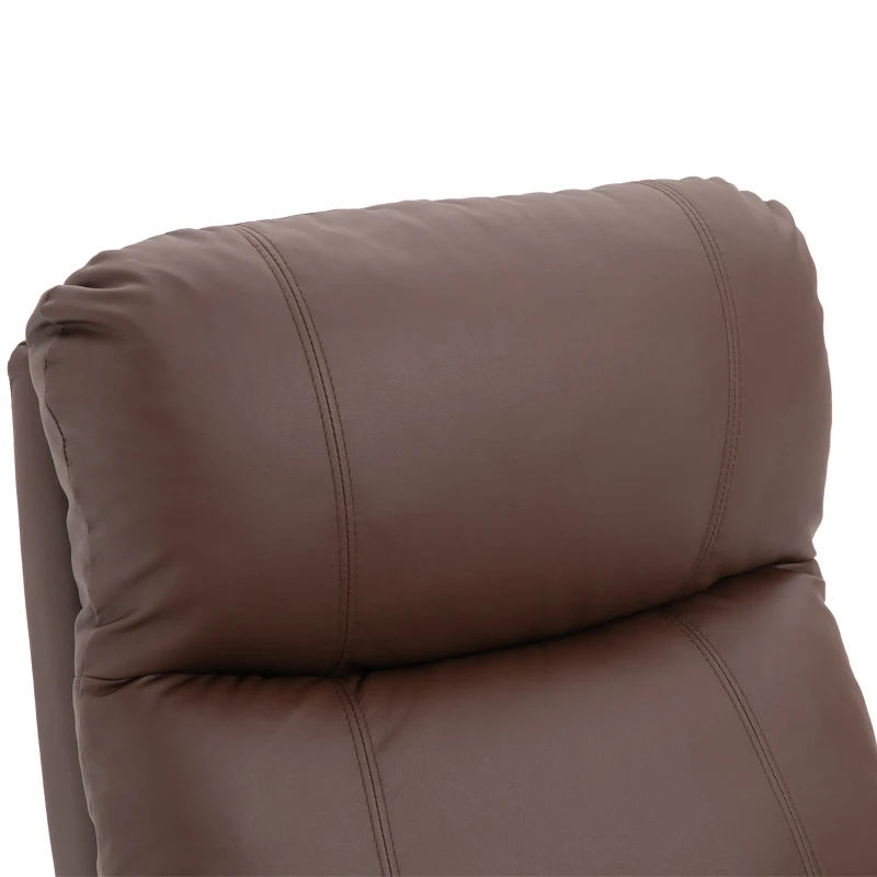 HOMCOM Poltrona Relax Manuale con Schienale Reclinabile 145° e Poggiapiedi in Pelle PU Marrone, 76x91x106cm