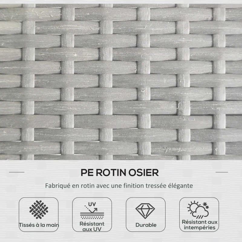 Outsunny Salon de jardin d'angle 4 pers. style colonial table basse coussins grand confort inclus résine tressée gris