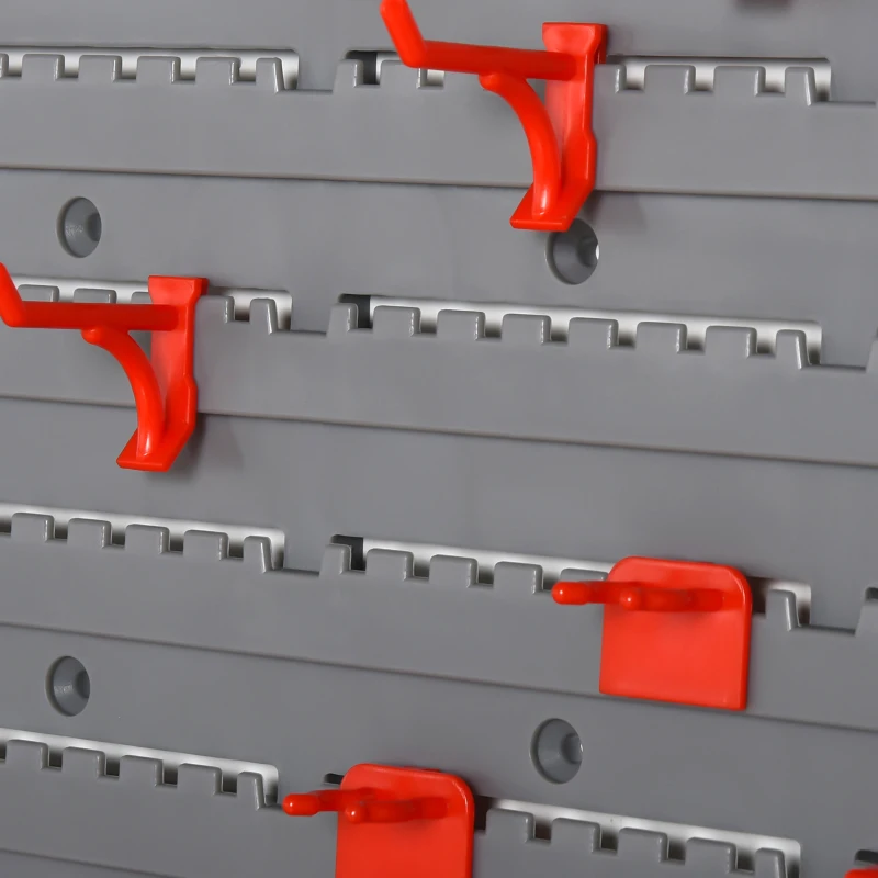 DURHAND Estantería de Pared con Sistema de Almacenamiento 95,5x23x53,5 cm Soporte de Herramientas con 54 Piezas Rojo y Gris