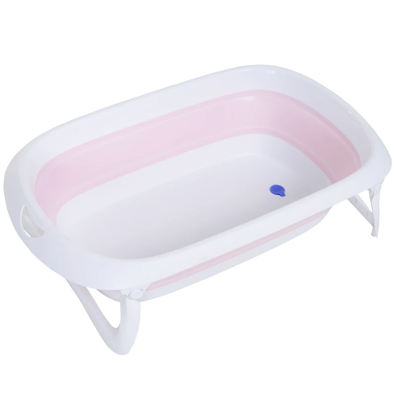 HOMCOM Bañera para Bebé Baño de Ducha de Niños Recién Nacido 0-3 Años 30L Portátil y Segura 80x48x21cm Material PP