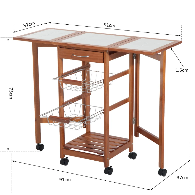 HOMCOM Desserte à Roulettes en Bois