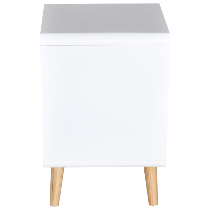 HOMCOM Mesita de Noche Madera con 1 Cajón 1 Estante Comoda Mesilla Mueble Dormitorio Armario Almacenamiento 40x30x58cm Blanco