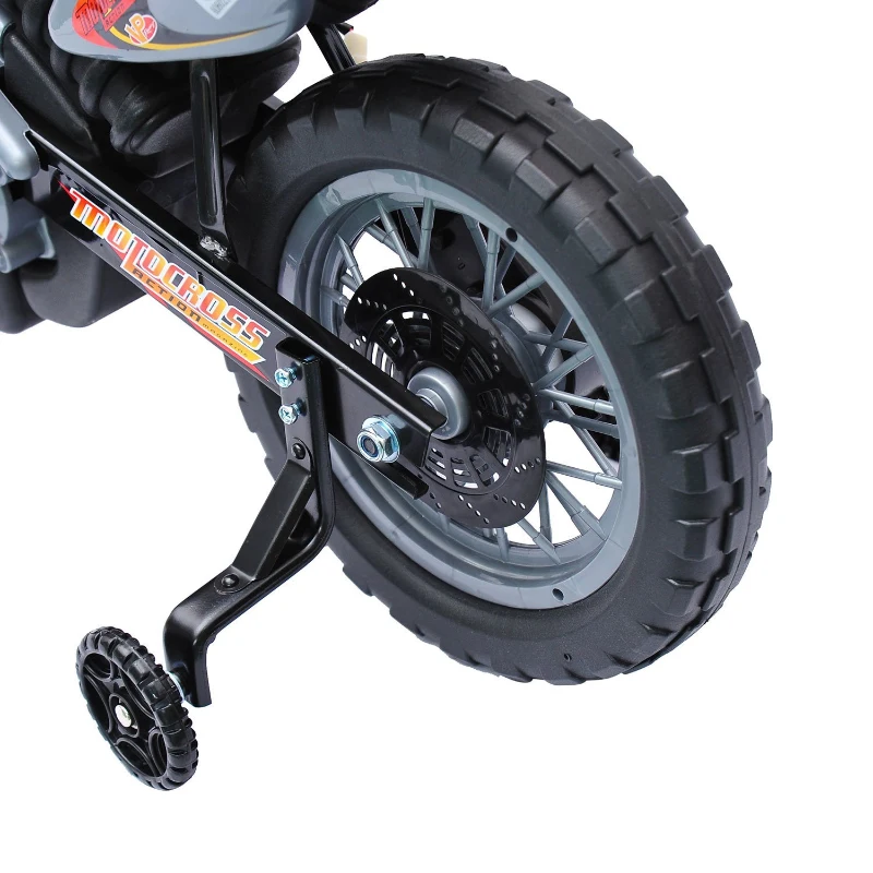 HOMCOM Moto Electrica Infantil Bateria 6V Recargable Niños 3+ Años Cargador y Ruedas Apoyo 102x53x66 cm Color Rojo