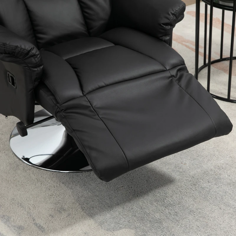 HOMCOM Relaxsessel, Liegefunktion, Lederoptik, Fußstütze, bis 150 kg, 78 x 80 x 109 cm, Schwarz(m-8)