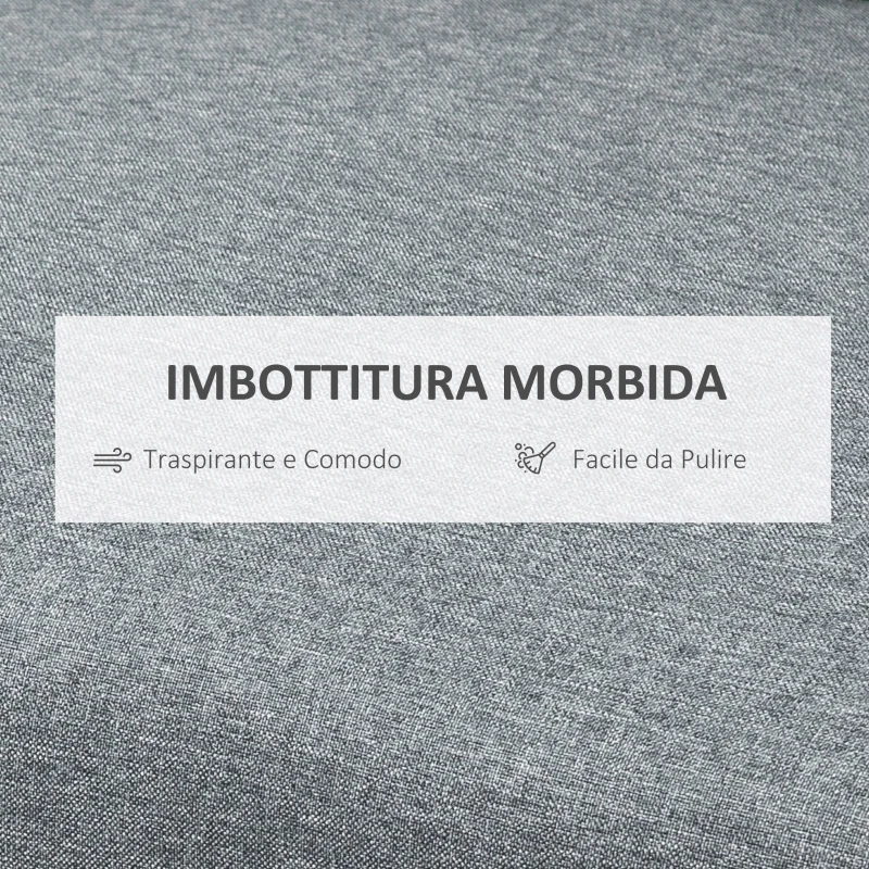 HOMCOM Divano 3 Posti Economico per Casa e Ufficio con 4 Gambe in Metallo, Divano con Braccioli Imbottiti, Tessuto Effetto Lino, Grigio