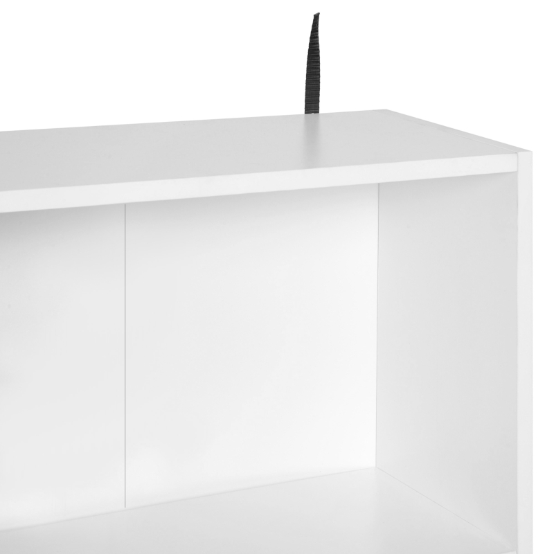 HOMCOM Bibliothèque scandinave meuble de rangement dim. 80L x 23,5l x 123H cm 5 niches placard 2 portes pieds effilés inclinés bois massif panneaux particules blanc