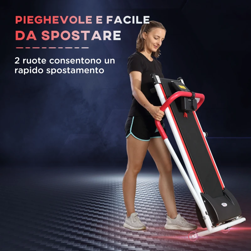 HOMCOM Tapis Roulant Elettrico Professionale Pieghevole Salvaspazio con Schermo LCD, per Casa e Ufficio, Velocità 10km/h