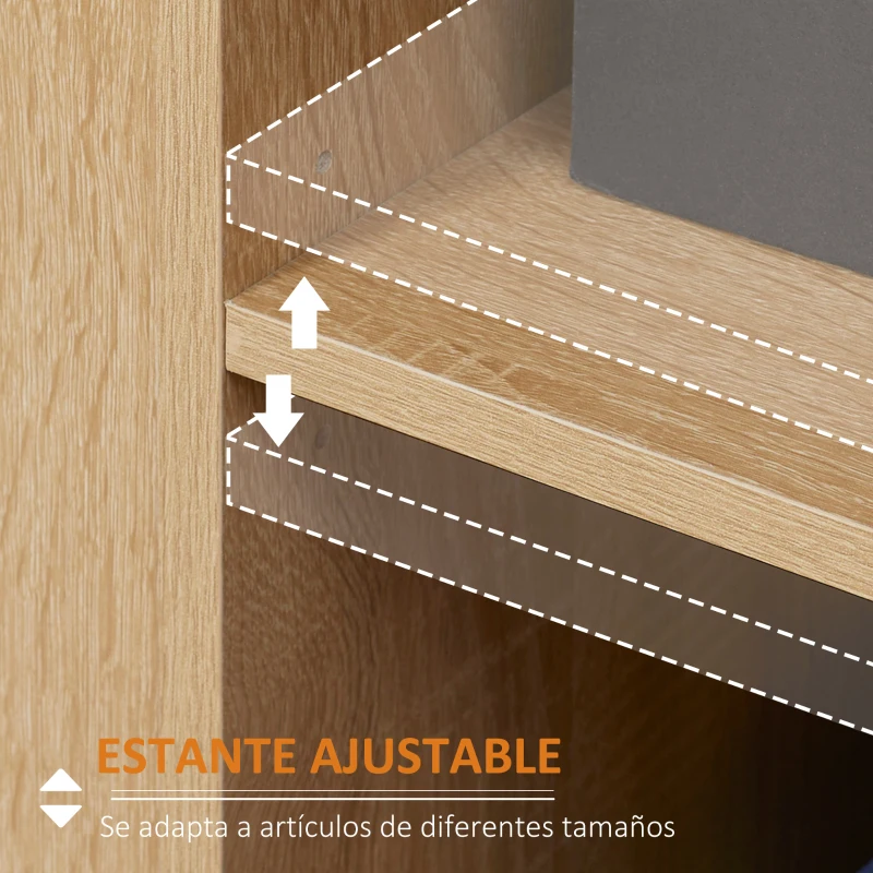HOMCOM Aparador de Salón Moderno con 2 Puertas 1 Cajón y 3 Estantes Abiertos 80x30x96,5 cm Natural(m-5)