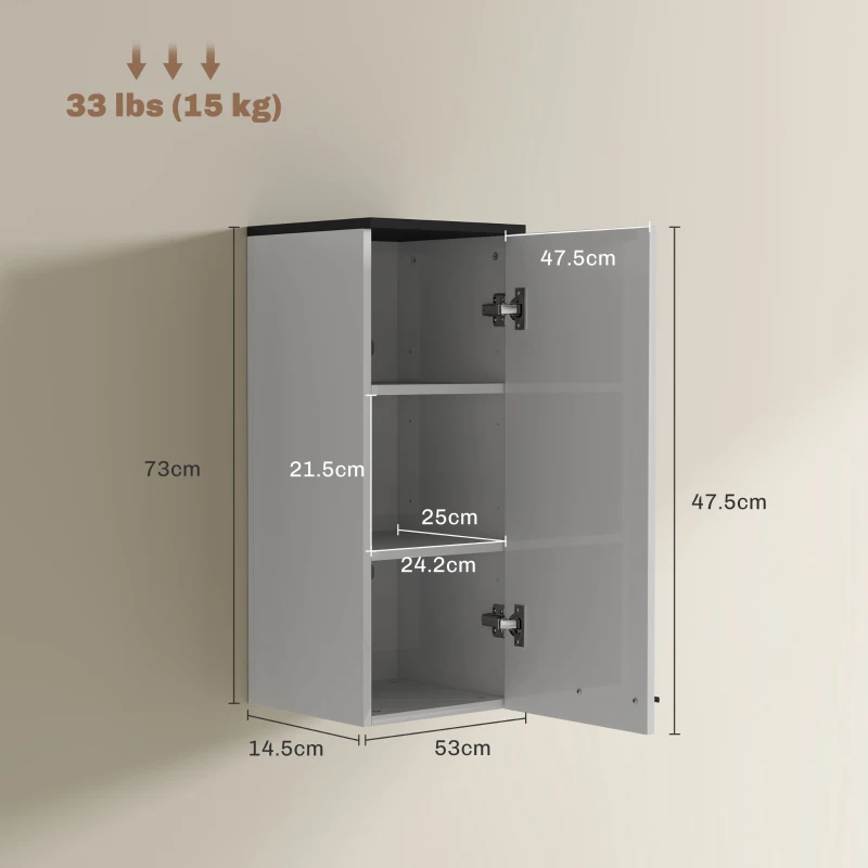 HOMCOM Armadietto Bagno da Parete con 3 Ripiani e Mensole Regolabili, 30x32x73 cm, Bianco