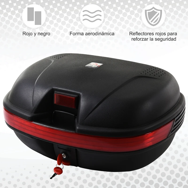 HOMCOM Baúl Moto Universal 43L + Llaves y Accesorios Equipaje Caja de Moto Topcase Casco para Motocicleta Ciclomotores Scooter
