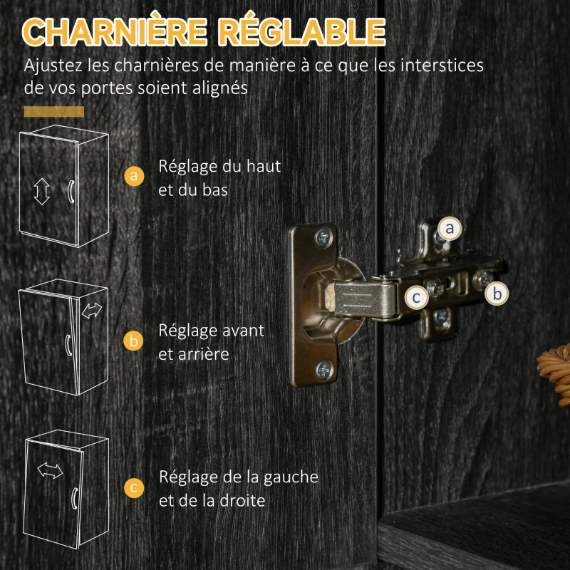 HOMCOM Buffet de cuisine armoire de cuisine contemporaine multi-rangements 6 portes 1 tiroir + grand plateau