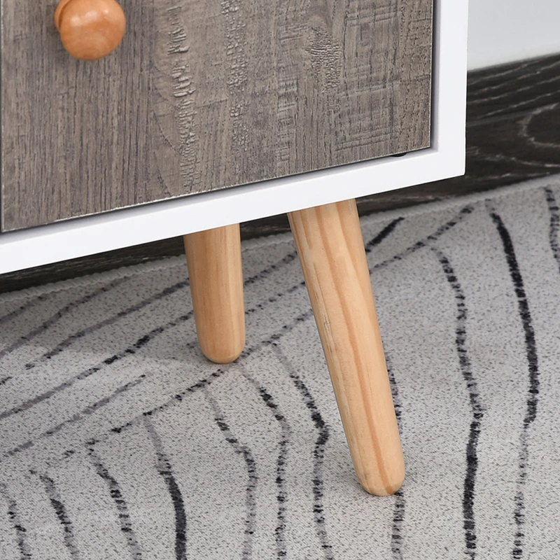 HOMCOM Meuble buffet scandinave bibliothèque meuble de rangement en bois panneaux de particules blanc gris