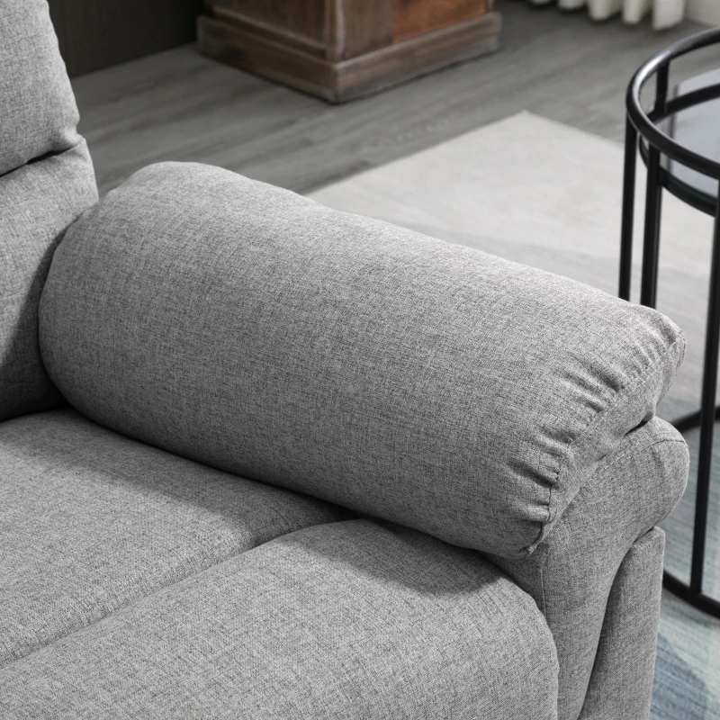 HOMCOM Fauteuil de Relaxation inclinable Manuel avec Repose-Pied Ajustable Tissu Polyester Aspect Lin Gris Clair chiné