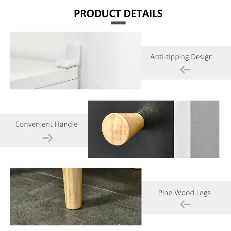 kleankin Bathroom Storage Cabinet, Bathroom Floor Standing Tallboy Unit with Adjustable Shelves and Cabinet, White